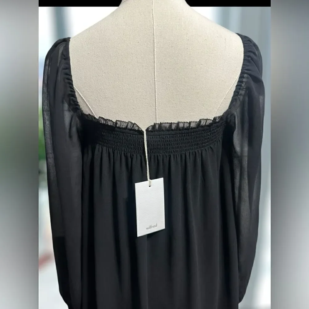 NWT Aritzia Wilfred Free Alana Babydoll Puff Long Sleeve Mini Dress Size L